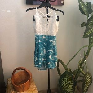 Lace Crochet Backless Romper